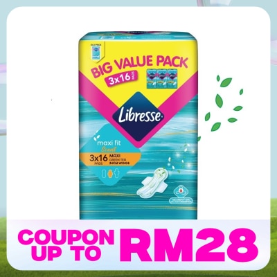 LIBRESSE Green Tea Maxi Wing 24cm 3x16s