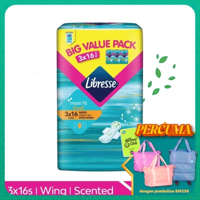 LIBRESSE Green Tea Maxi Wing 24cm 3x16s