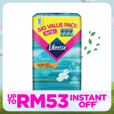 LIBRESSE Green Tea Maxi Wing 24cm 3x16s