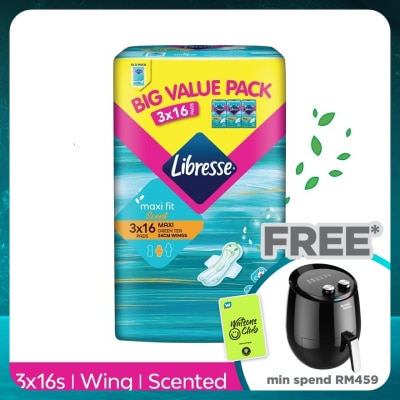 LIBRESSE Green Tea Maxi Wing 24cm 3x16s