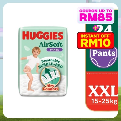 HUGGIES AirSoft Pants Diapers XXL 24s Breathable and soft diapers for baby