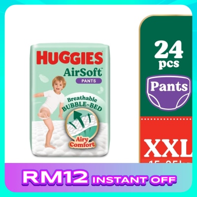 HUGGIES AirSoft Pants Diapers XXL 24s Breathable and soft diapers for baby