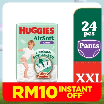 HUGGIES AirSoft Pants Diapers XXL 24s Breathable and soft diapers for baby