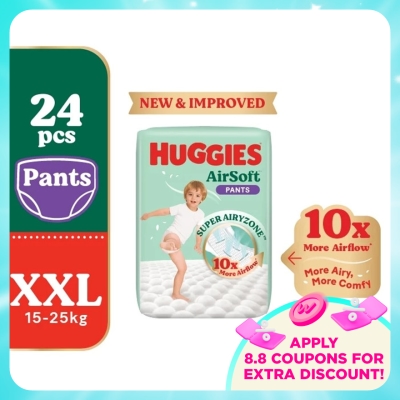 HUGGIES - AirSoft Pants Diapers XXL 24s Breathable and soft diapers for baby