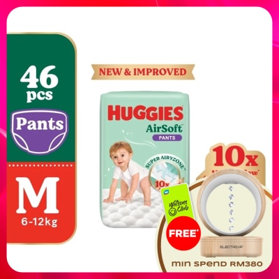 HUGGIES - AirSoft Pants Diapers M 46s Breathable and soft diapers for baby
