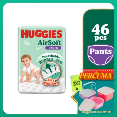 HUGGIES - AirSoft Pants Diapers M 46s Breathable and soft diapers for baby