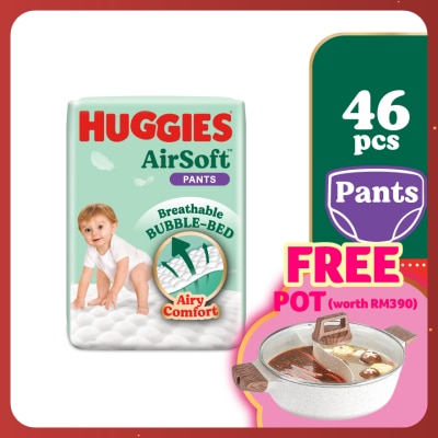 HUGGIES AirSoft Pants Diapers M 46s Breathable and soft diapers for baby