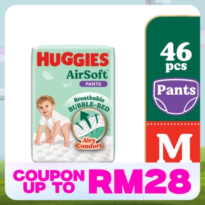 HUGGIES AirSoft Pants Diapers M 46s Breathable and soft diapers for baby