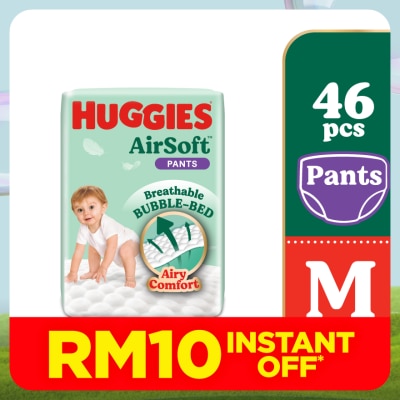 HUGGIES AirSoft Pants Diapers M 46s Breathable and soft diapers for baby