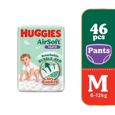 HUGGIES AirSoft Pants Diapers M 46s Breathable and soft diapers for baby