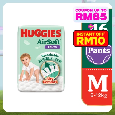 HUGGIES AirSoft Pants Diapers M 46s Breathable and soft diapers for baby