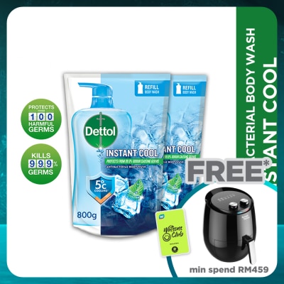 DETTOL Body Wash Instant Cool Mint & Sea Minerals Refill Value Pack 800ml x2
