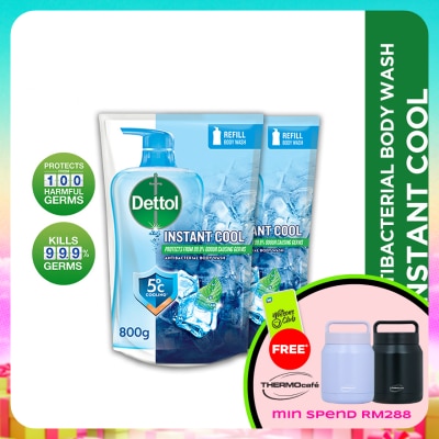 DETTOL - Body Wash Instant Cool Mint & Sea Minerals Refill Value Pack 800ml x2
