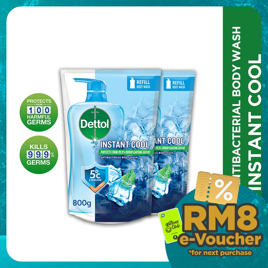 Body Wash Instant Cool Mint & Sea Minerals Refill Value Pack 800ml x2