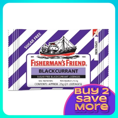 FISHERMAN'S Sugar Free Blackcurrant Lozenges 25g