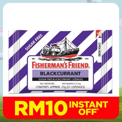 FISHERMAN'S Sugar Free Blackcurrant Lozenges 25g