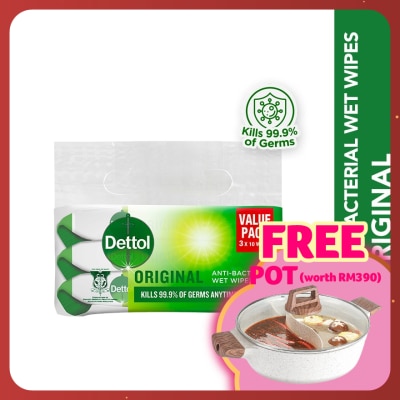 DETTOL Antibacterial Wipes Original Value Pack 10s x3