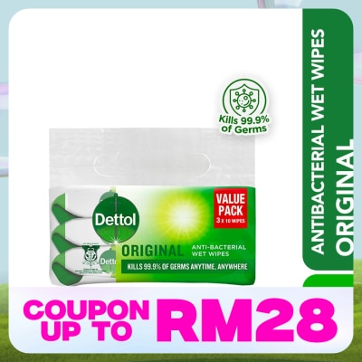 DETTOL Antibacterial Wipes Original Value Pack 10s x3