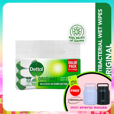 DETTOL - Antibacterial Wipes Original Value Pack 10s x3