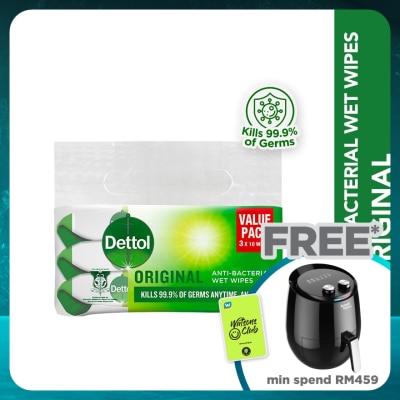 DETTOL Antibacterial Wipes Original Value Pack 10s x3