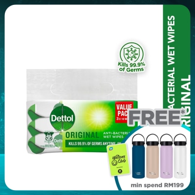 DETTOL Antibacterial Wipes Original Value Pack 10s x3