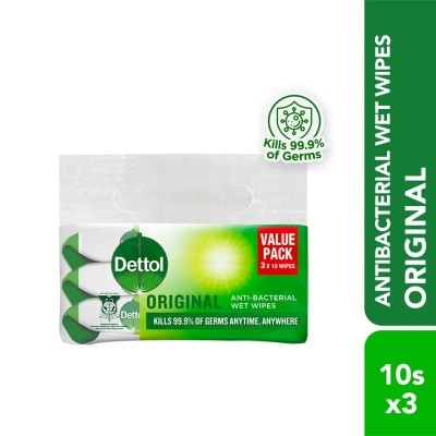 DETTOL Antibacterial Wipes Original Value Pack 10s x3