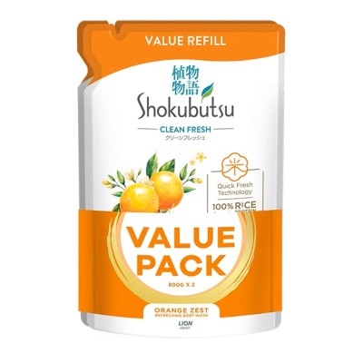 SHOKUBUTSU Body Wash Orange Zest Refill 2 x 800g