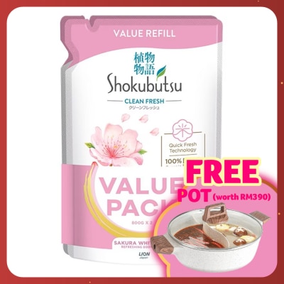 SHOKUBUTSU Body Wash Sakura White Refill 2 x 800g