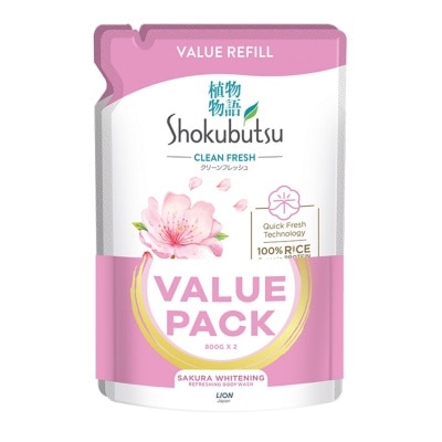 SHOKUBUTSU Body Wash Sakura White Refill 2 x 800g