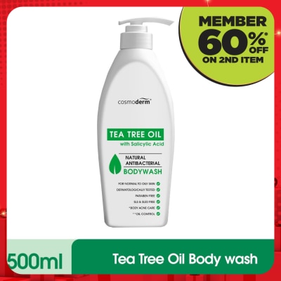 COSMODERM Tea Tree Oil Natural Antibacterial Body Wash 500ml