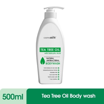 COSMODERM Tea Tree Oil Natural Antibacterial Body Wash 500ml