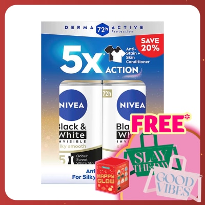 NIVEA Deodorant B&W Silky Smooth Roll On TWP 2x50ml