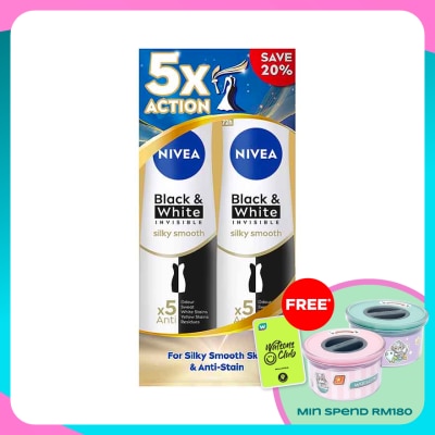 NIVEA Deodorant B&W Silky Smooth Spray TWP 2 x150ml