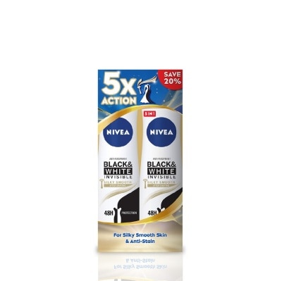 NIVEA Deodorant B&W Silky Smooth Spray TWP 2 x150ml