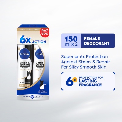 NIVEA Deodorant B&W Silky Smooth Spray TWP 2 x150ml image