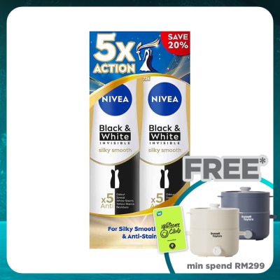 NIVEA Deodorant B&W Silky Smooth Spray TWP 2 x150ml
