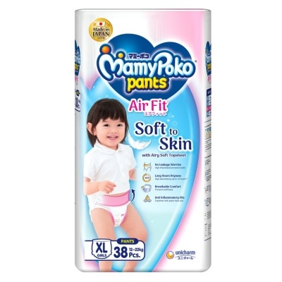 MAMYPOKO Air Fit Baby Girl Disposable Diapers XL 38's