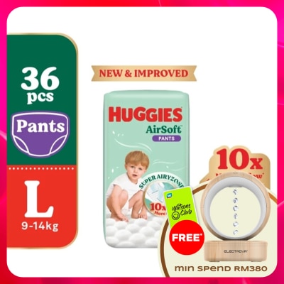 HUGGIES - AirSoft Pants Diapers L 36s Breathable and soft diapers for baby