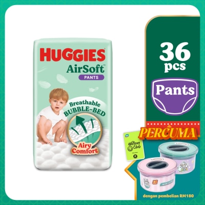 HUGGIES AirSoft Pants Diapers L 36s Breathable and soft diapers for baby