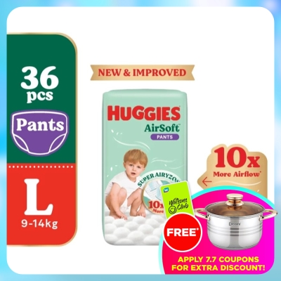 HUGGIES - AirSoft Pants Diapers L 36s Breathable and soft diapers for baby