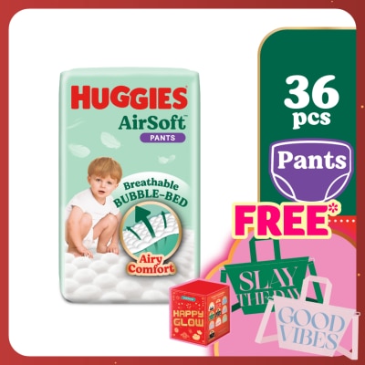 HUGGIES AirSoft Pants Diapers L 36s Breathable and soft diapers for baby