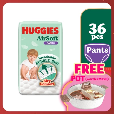 HUGGIES AirSoft Pants Diapers L 36s Breathable and soft diapers for baby