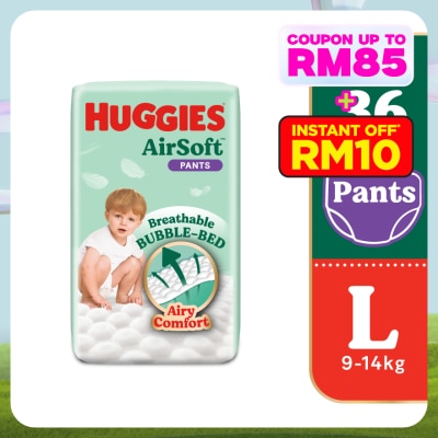 HUGGIES AirSoft Pants Diapers L 36s Breathable and soft diapers for baby