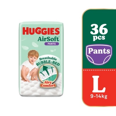 HUGGIES AirSoft Pants Diapers L 36s Breathable and soft diapers for baby