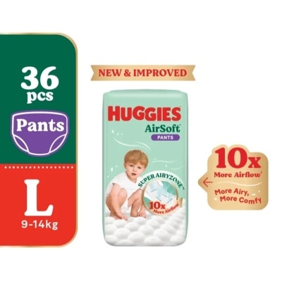 HUGGIES - AirSoft Pants Diapers L 36s Breathable and soft diapers for baby