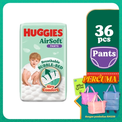 HUGGIES AirSoft Pants Diapers L 36s Breathable and soft diapers for baby