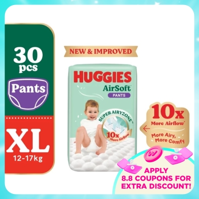 HUGGIES - AirSoft Pants Diapers XL 30s Breathable and soft diapers for baby