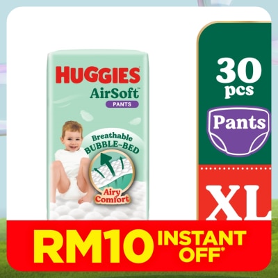 HUGGIES AirSoft Pants Diapers XL 30s Breathable and soft diapers for baby