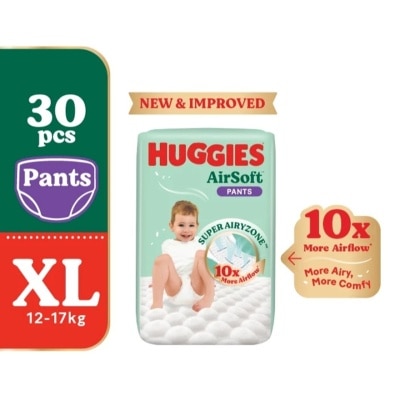 HUGGIES - AirSoft Pants Diapers XL 30s Breathable and soft diapers for baby