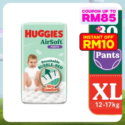 HUGGIES AirSoft Pants Diapers XL 30s Breathable and soft diapers for baby